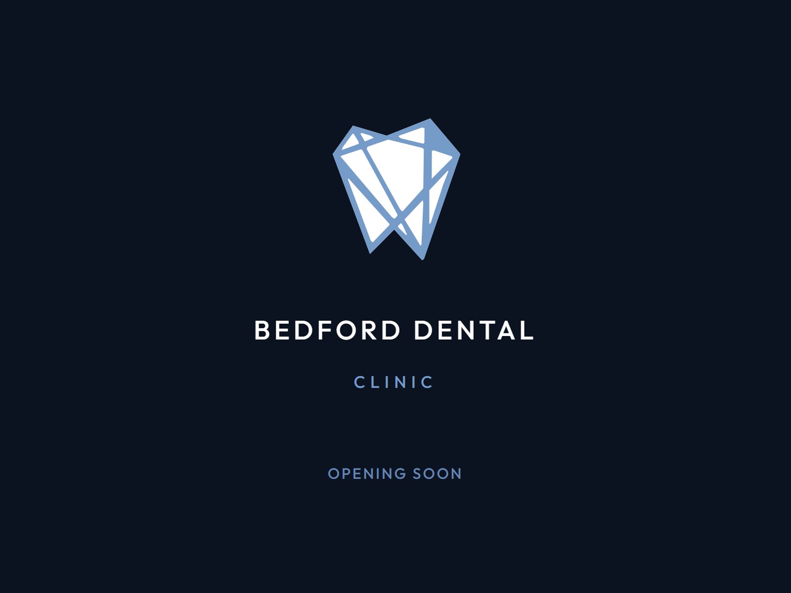 The Bedford Dental Clinic wordmark, in place of a photograph until the clinic opens
